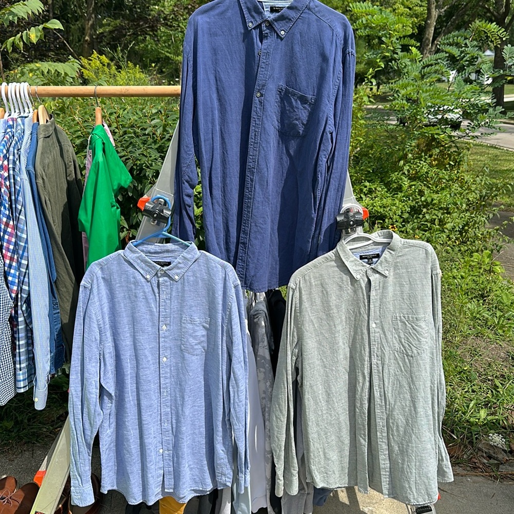 Banana Republic XL Men’s Slim Fit LINEN Button Down Shirts LOT of 3